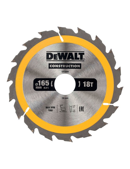 Disco corte ø165x30mm 18t (ac) dt1936-qz dewalt