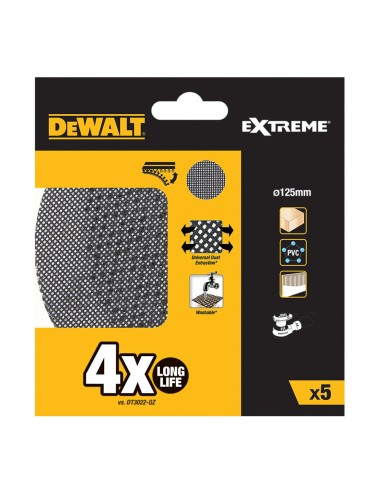 Pack 5 lijas de malla ø125mm grano 60 para lijadoras rotoorbitales dtm8560-qz dewalt