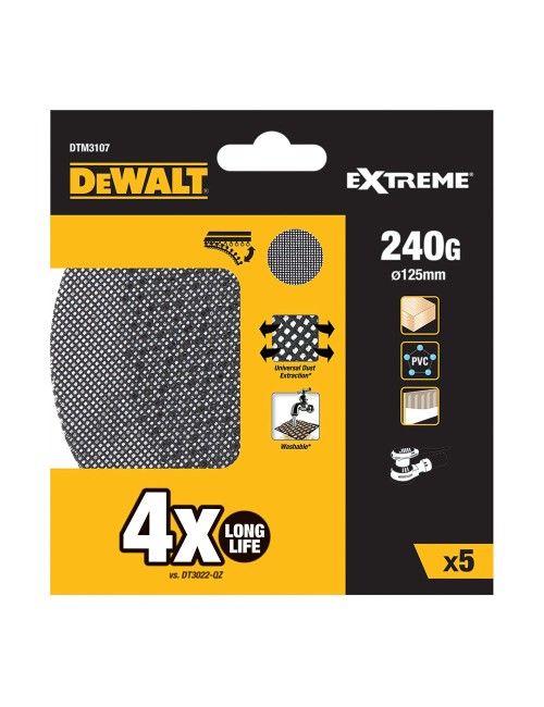 Pack 5 lijas de malla ø125mm grano: 240 para lijadoras rotoorbitales dtm3107-qz dewalt