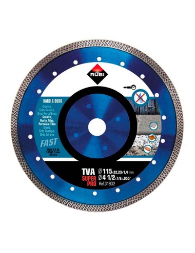 Disco diamantado tva ø115mm superpro 31932 rubi