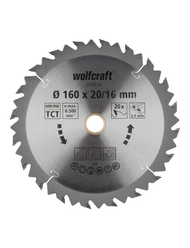 Disco de sierra circular ct, 20 dientes ø160mm 6733000 wolfcraft