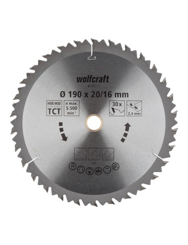 Disco de sierra circular ct, 30 dientes ø190mm 6735000 wolfcraft