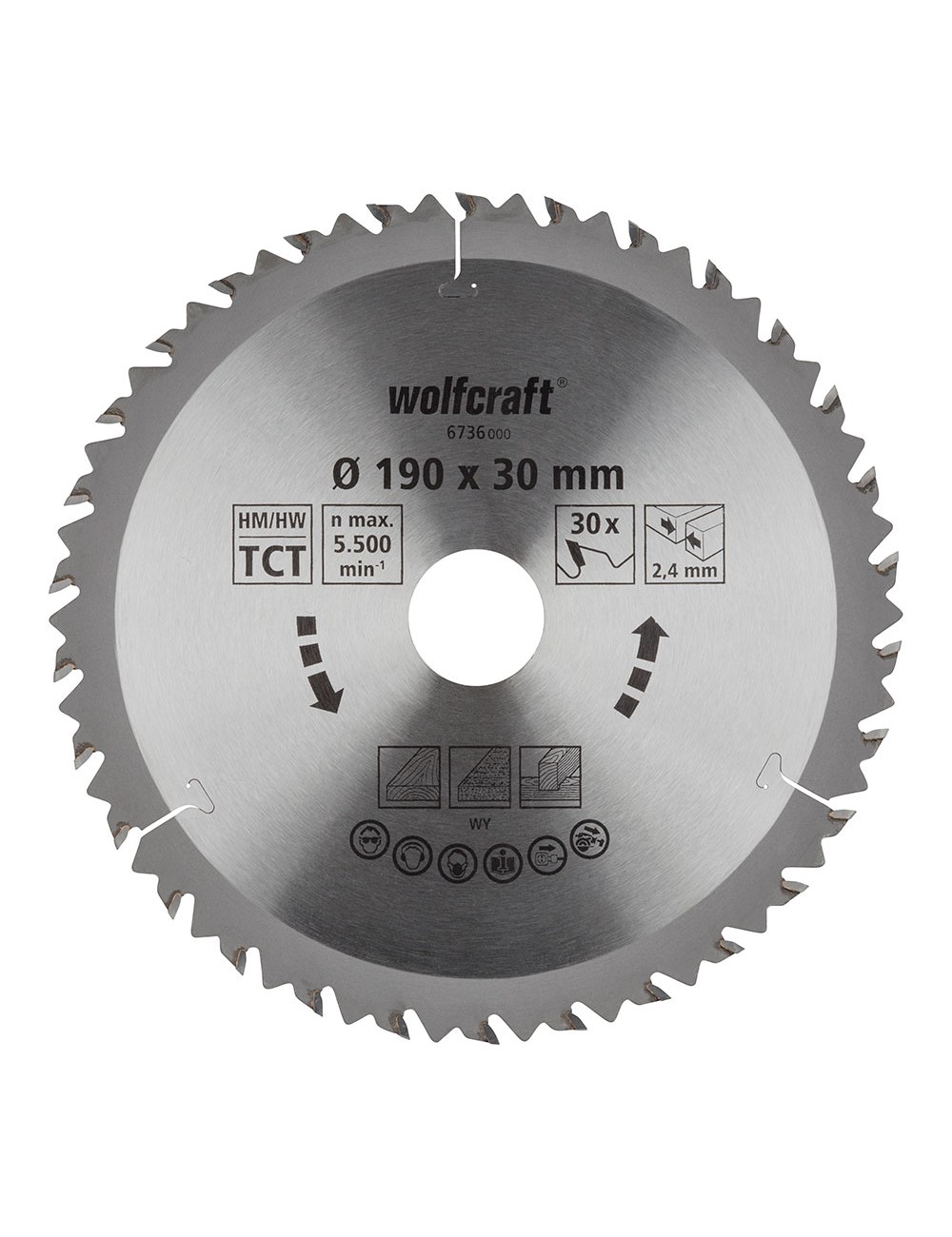 Disco de sierra circular ct, 30 dientes ø190mm 6736000 wolfcraft