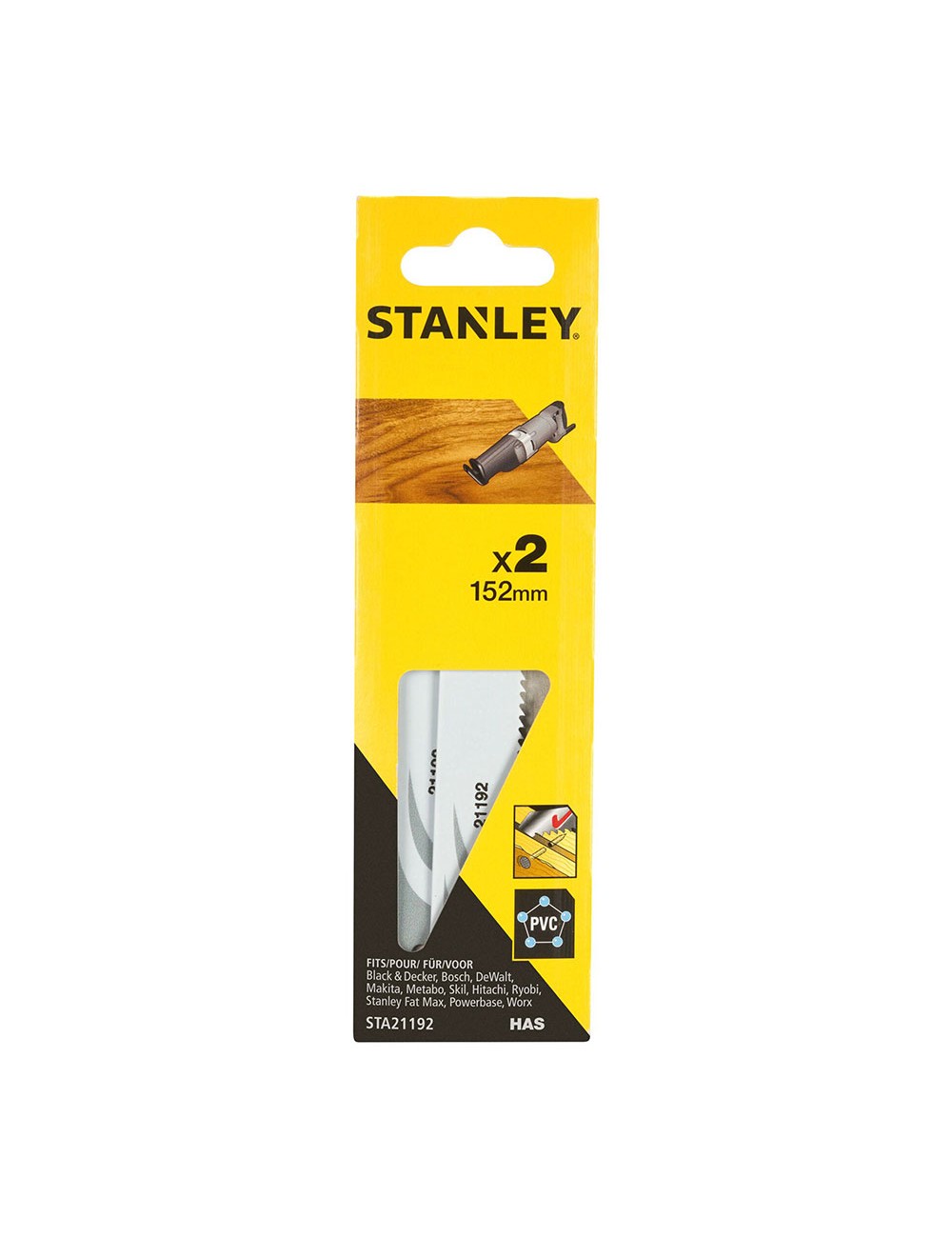 Pack 2 hojas de sierra de sable 15,2cm corte fino sta21192-xj stanley