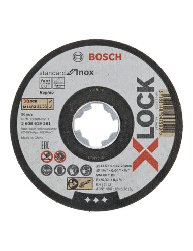 Lata con 10 discos de corte x-lock standard for inox (recto) medidas: ø115x1mm 2608619266 bosch