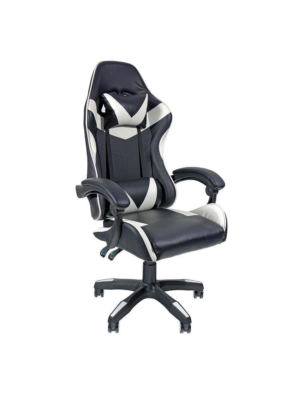 Silla gaming ergonómica negra y blanca