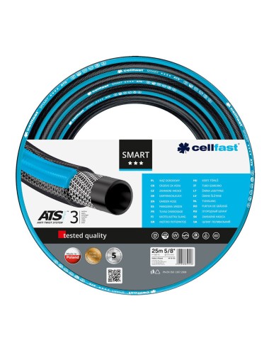 Manguera de riego smart ats de 15 mm x 25 m cellfast