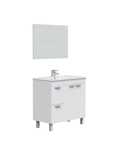 Mueble lavabo 80 2 puertas + 2 cajones + espejo aktiva