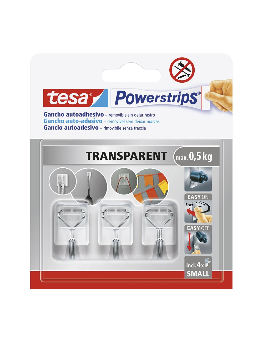 Gancho autoadhesivo powerstrips s, transparente