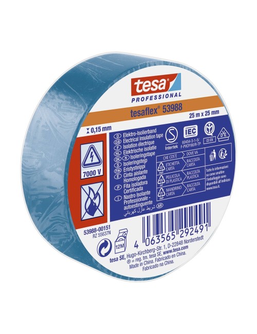 Cinta aislante homologada azul 25m x 25mm