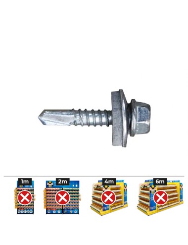 Caja 1000 unid. tornillo 7301 punta broca cabeza hexagonal sw8 ø 4,8x19 mm arandela de epdm ø14 cincado