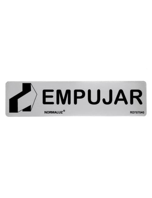 Cartel informativo "empujar", inox adhesivo 0.8 mm, 5 x 20 cm